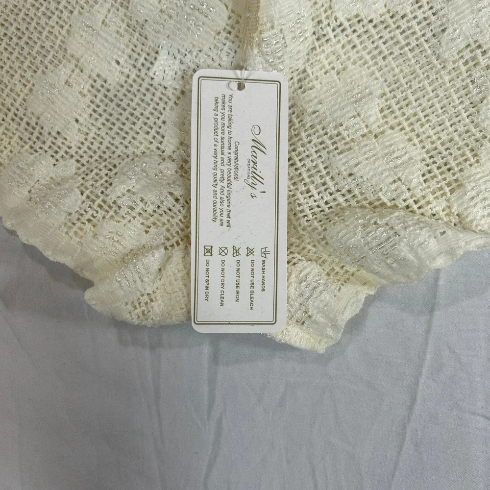 Marilly's VTG Cream Floral‎ Lace Boyshort Panties Size Large NWT Made in Brazil